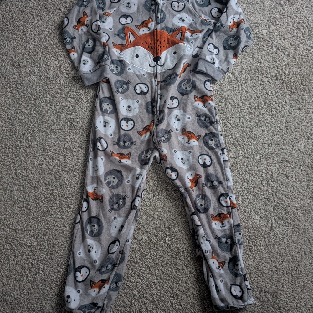 Gray Fox Print Kids One Piece